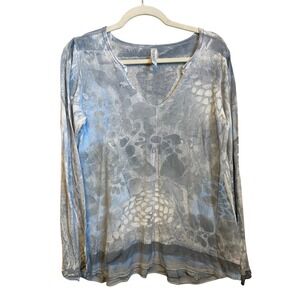 Marika Charles MA+CH Long Sleeve V Neck Top Shirt Size Medium Blue Gray